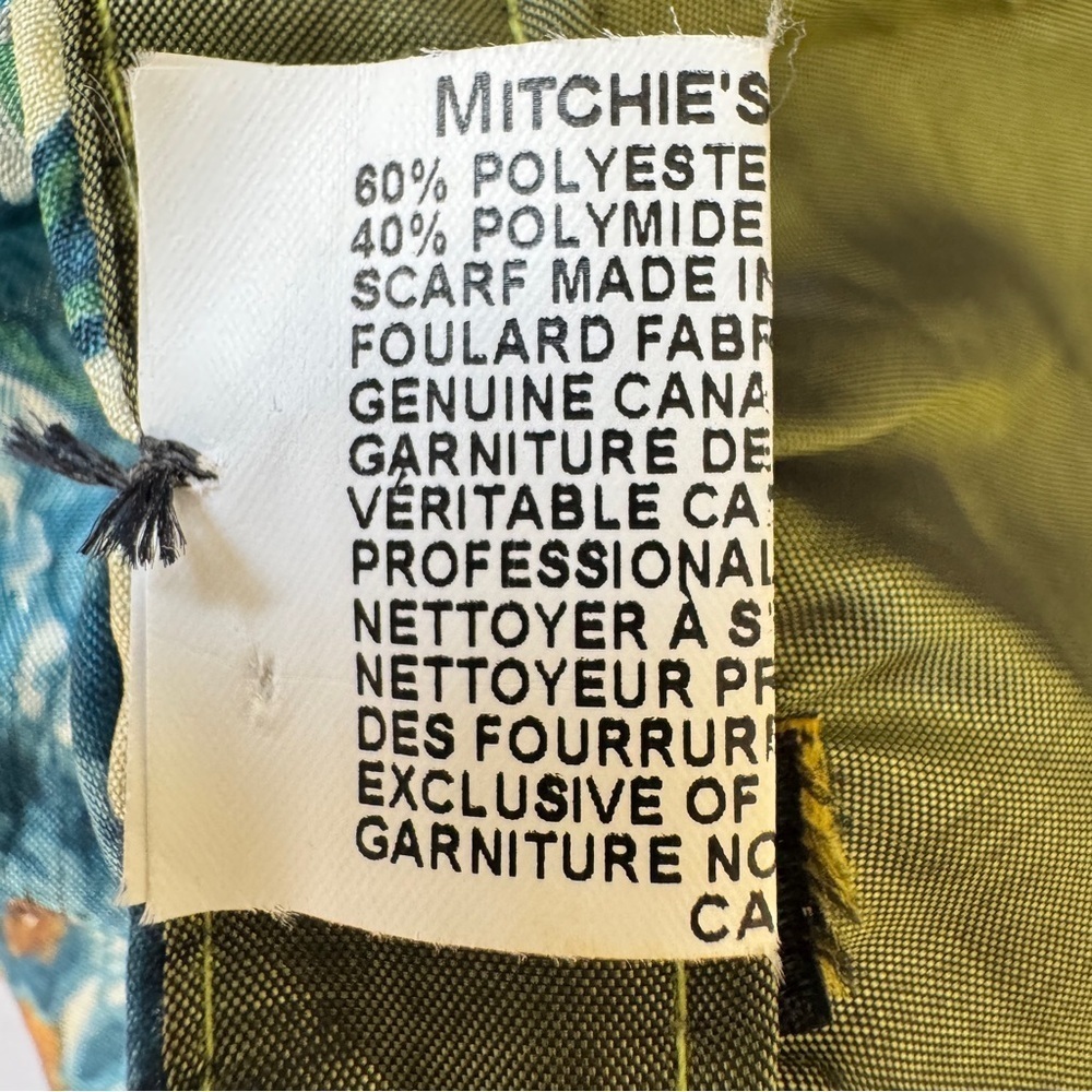 Scarf Ruffle Printed Solid Rabbit Fur Pom-Pom Green Made in France Art to Wear - Picture 3 of 12